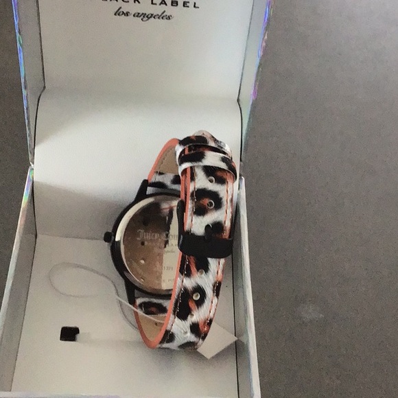 Juicy Couture Black Label NWT Black & Red Cheetah print Analog Wristwatch. - Picture 5 of 6